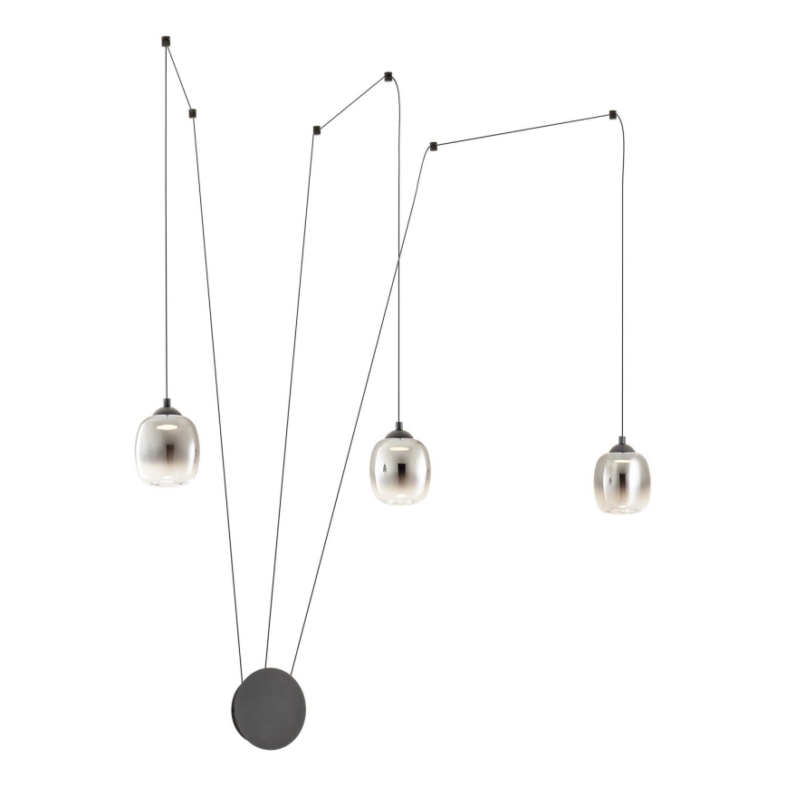 Redo 01-3485 - Dimmbare LED-Wandleuchte KHADI 3xLED/5,5W/230V CRI 90 Ø 12 cm schwarz/rauchfarben