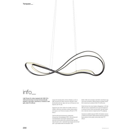 Redo 01-3598 - dimmbare LED-Pendelleuchte an Kabel TEMPEST LED/58W/230V, goldfarben