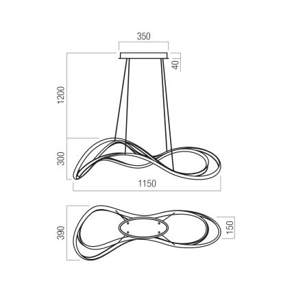 Redo 01-3598 - dimmbare LED-Pendelleuchte an Kabel TEMPEST LED/58W/230V, goldfarben
