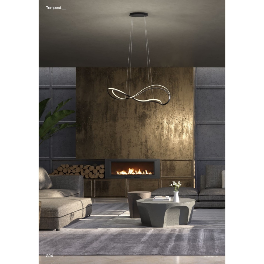 Redo 01-3599 - Dimmbare LED-Pendelleuchte an Kabel TEMPEST LED/58W/230V schwarz