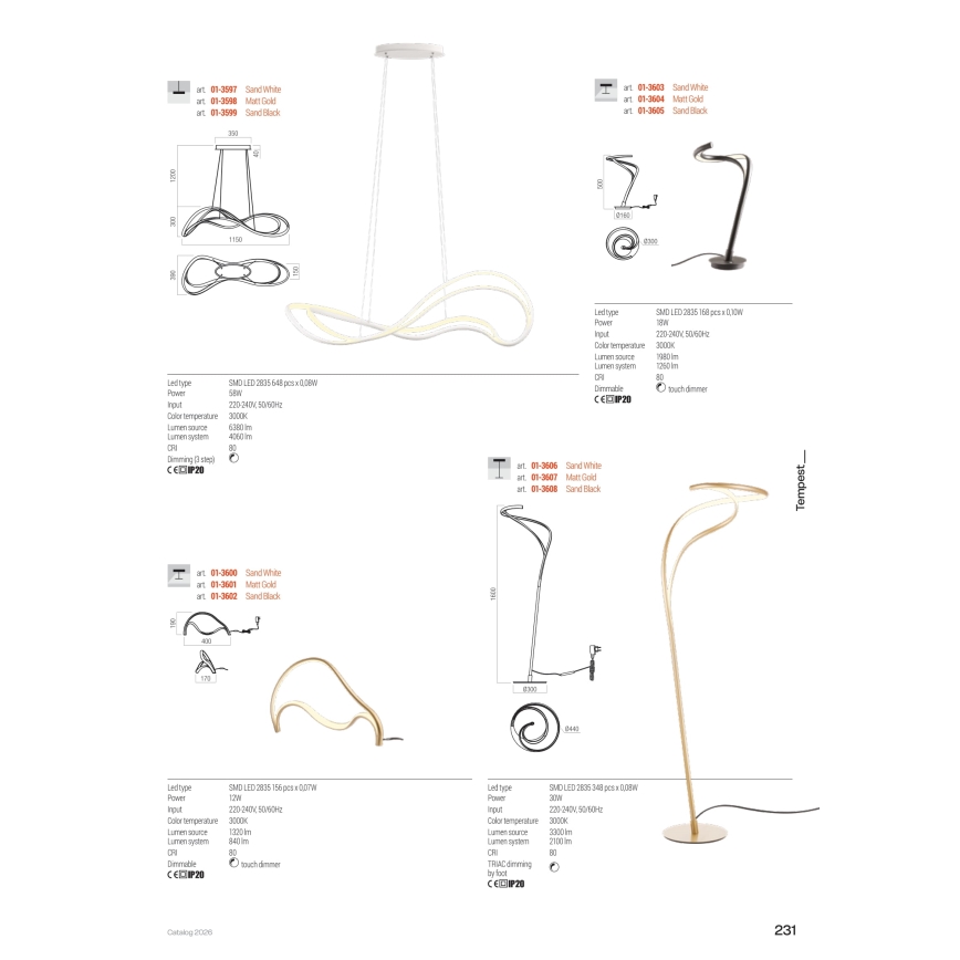 Redo 01-3599 - Dimmbare LED-Pendelleuchte an Kabel TEMPEST LED/58W/230V schwarz