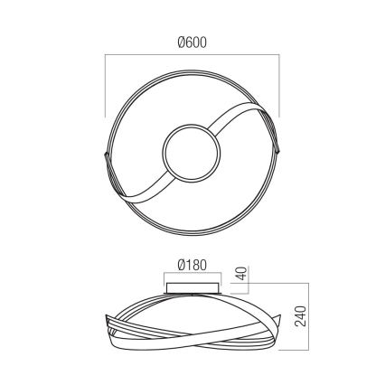 Redo 01-3614 - Dimmbare LED-Deckenleuchte IMPULS LED/34W/230V Ø 60 cm schwarz