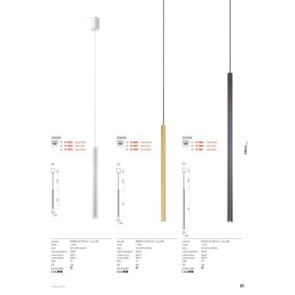Redo 01-3856 - NIKOS LED-Pendelleuchte an Stahlseil LED/8W/230V 3000K CRI 90 Ø 6 cm weiß