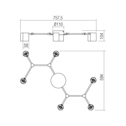 Redo 01-4048 - Strahler WEBB 6xGU10/10W/230V schwarz