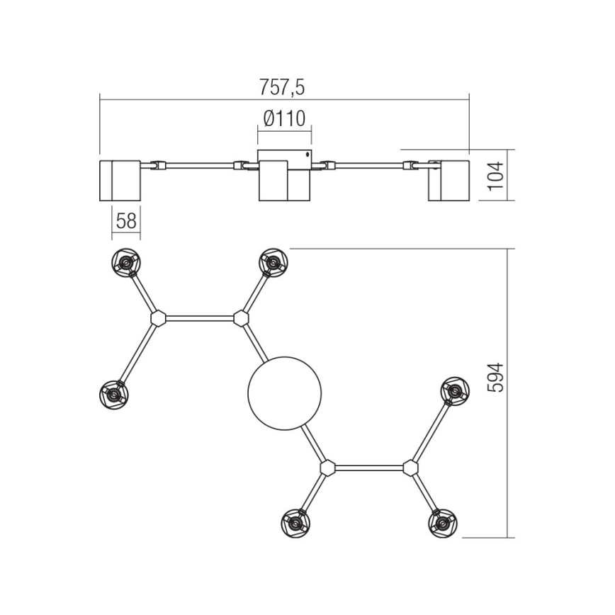 Redo 01-4048 - Strahler WEBB 6xGU10/10W/230V schwarz