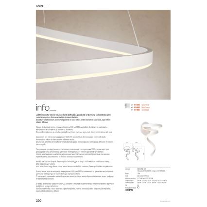 Redo 01-4282 - Dimmbare Stehleuchte SCROLL LED/30W/230V 3000K/4000K/6000K CRI 90 goldfarben