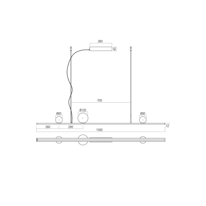 Redo 01-4301 - DUNE LED-dimmbare Pendelleuchte mit Seilaufhängung LED/48W/230V 3000K CRI 90 weiß/gold