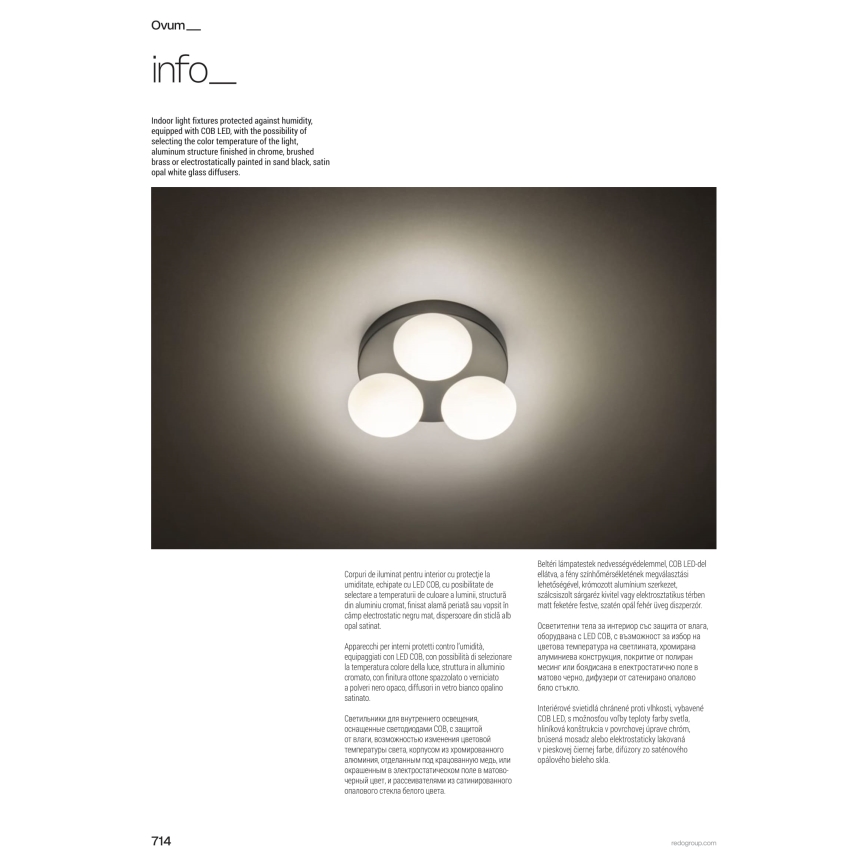 Redo 01-4311 - LED-Deckenleuchte für Badezimmer OVUM 4xLED/5W/230V 3000/4000K CRI 90 IP44 weiß/schwarz