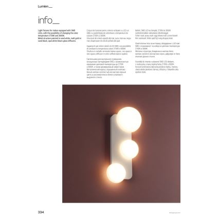 Redo 01-4329 - LED Wandleuchte LUMIEN 3xLED/18W/230V 2700/3000K CRI 90 weiß/gold