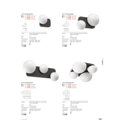 Redo 01-4329 - LED Wandleuchte LUMIEN 3xLED/18W/230V 2700/3000K CRI 90 weiß/gold