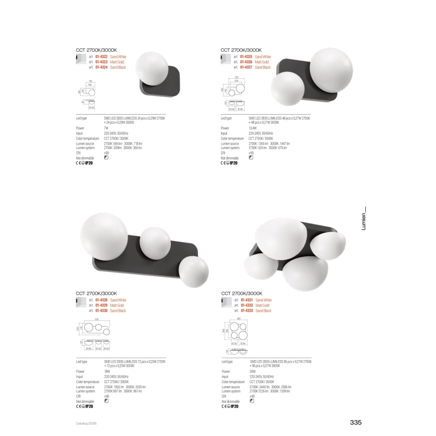 Redo 01-4332 - LED-Deckenleuchte LUMIEN 4xLED/26W/230V 2700/3000K CRI 90 weiß/gold