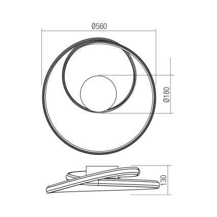 Redo 01-4358 - LED-dimmbare Deckenleuchte TORSION LED/40W/230V 2700/3000/4000K CRI 90 Ø 56 cm goldfarben