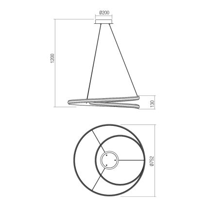 Redo 01-4363 - Dimmbare LED-Pendelleuchte an Kabel TORSION LED/60W/230V 2700/3000/4000K CRI 90 Ø 75,2 cm weiß