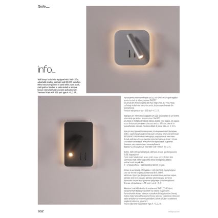 Redo 01-4473 - LED-Wandleuchte QUDA LED/6W/230V + LED/3W CRI 90 USB, bronzefarben