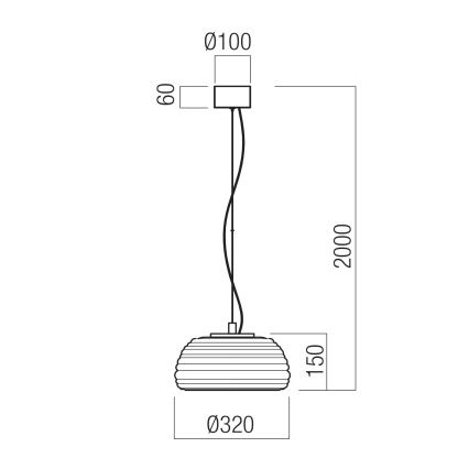 Redo 01-4541 - dimmbare Pendelleuchte an Seil ONDULA LED/12W/230V 2700K/3000K CRI 90 Ø 32 cm schwarz/rauchfarben