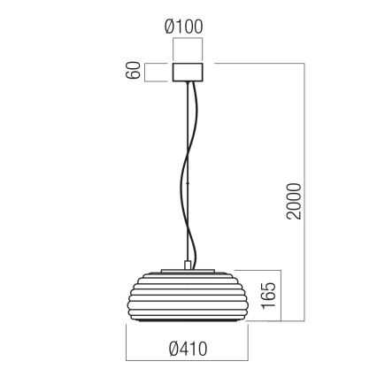 Redo 01-4542 - Dimmbare LED-Pendelleuchte an Stahlseil ONDULA LED/16W/230V 2700K/3000K CRI 90 Ø 41 cm beige/rauchfarben