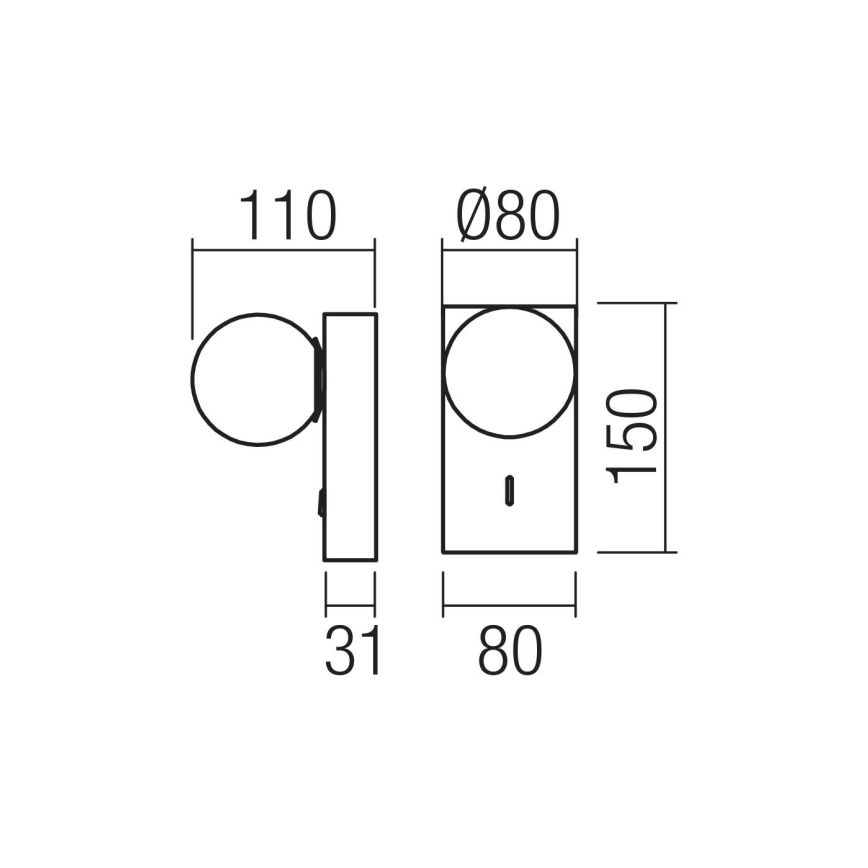 Redo 01-4656 - LED-Wandleuchte NORMA LED/5W/230V Ra 90 USB weiß