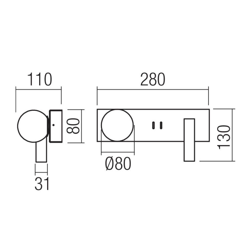 Redo 01-4660 - LED-Wandleuchte NORMA LED/5W/230V + LED/3W CRI 90 USB weiß