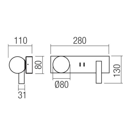 Redo 01-4662 - LED-Wandleuchte NORMA LED/5W/230V + LED/3W CRI 90 USB weiß/bronze