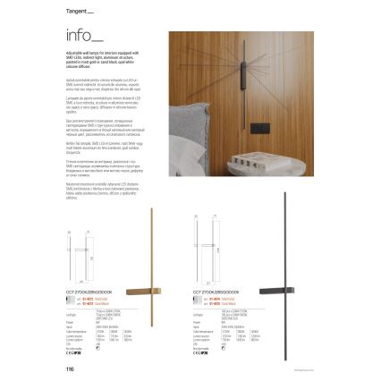 Redo 01-4675 - LED-Wandleuchte TANGENT LED/9W/230V 2700/2850/3000K CRI 90 schwarz