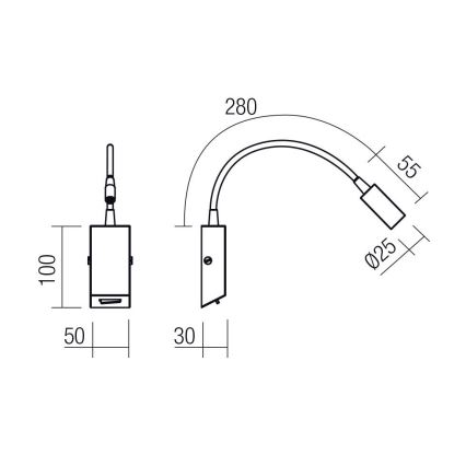 Redo 01-4802 - Flexible LED-Leselampe HELLO LED/3W/230V bronzefarben