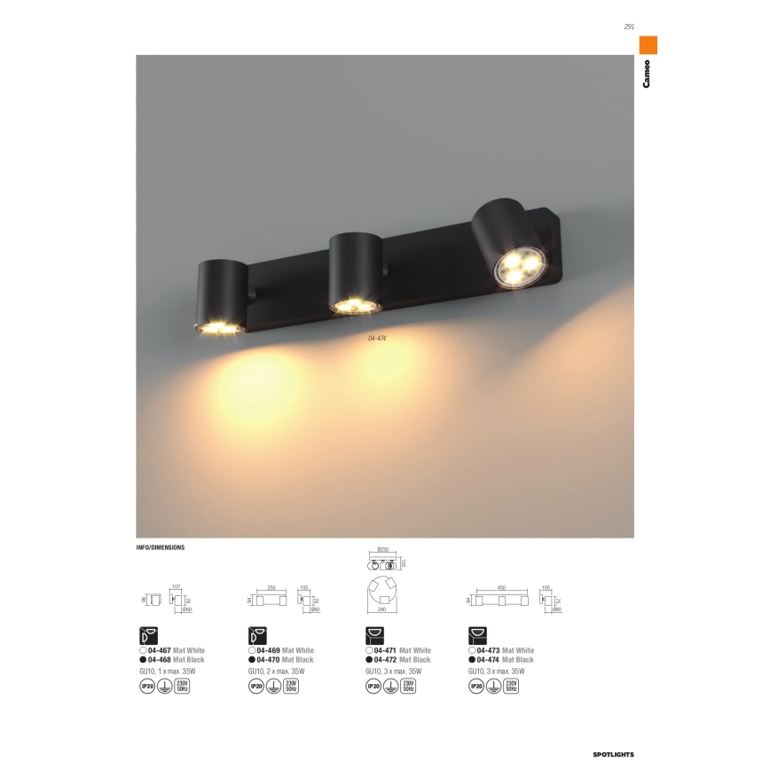 Redo 04-470 - Spotlight CAMEO 2xGU10/50W/230V