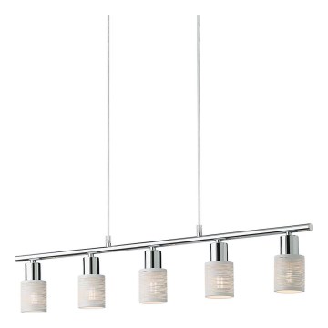 Redo 04-509 - Hängeleuchte am Kabel VERTIGO 5xE14/28W/230V glänzender Chrom/weiß