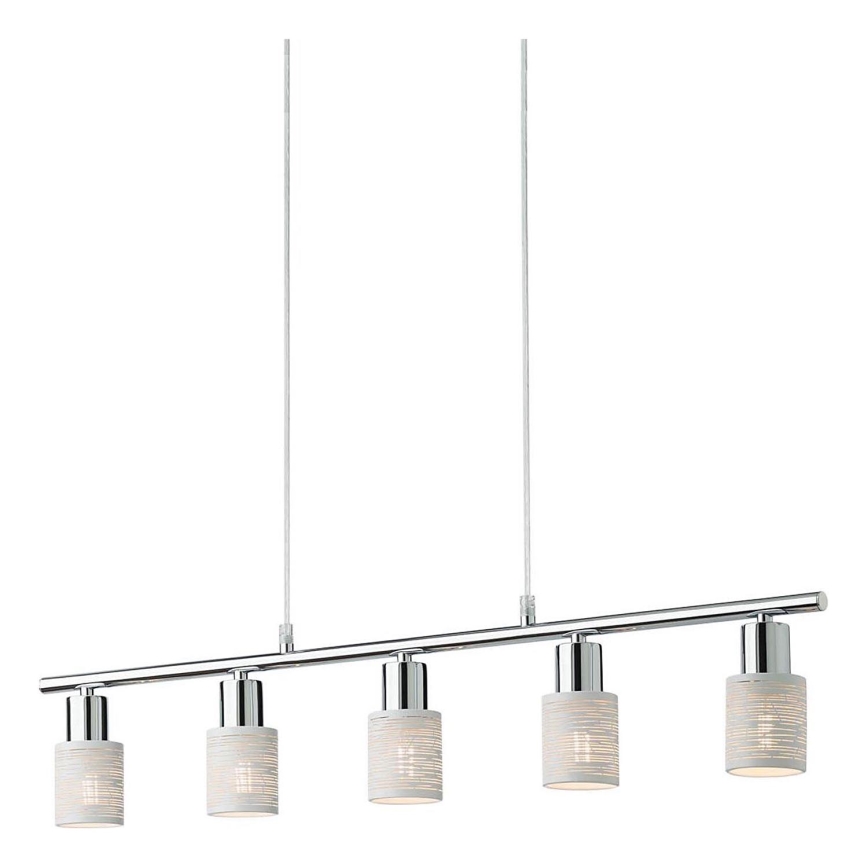 Redo 04-509 - Hängeleuchte am Kabel VERTIGO 5xE14/28W/230V glänzender Chrom/weiß