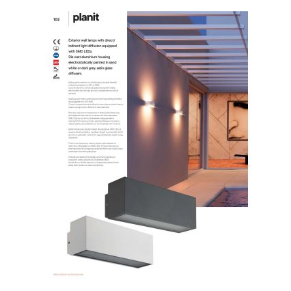 Redo 90096 - LED-Außenwandleuchte PLANIT LED/10W/230V 3000K IP54 Anthrazit