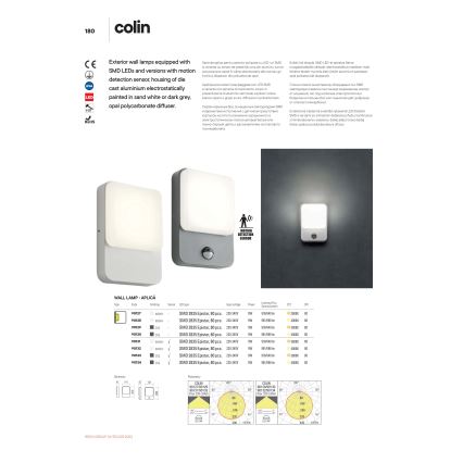 Redo 90134 - LED-Außenwandleuchte mit Bewegungs- und Dämmerungssensor COLIN LED/9W/230V 4000K IP54 anthrazit