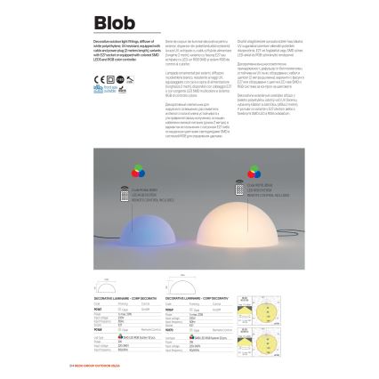 Redo 90167 - Außenleuchte BLOB 1xE27/23W/230V Ø 38 cm IP65 weiß