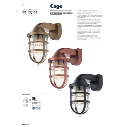 Redo 90207 - Außenwandleuchte CAGE 1xE27/28W/230V IP44 schwarz