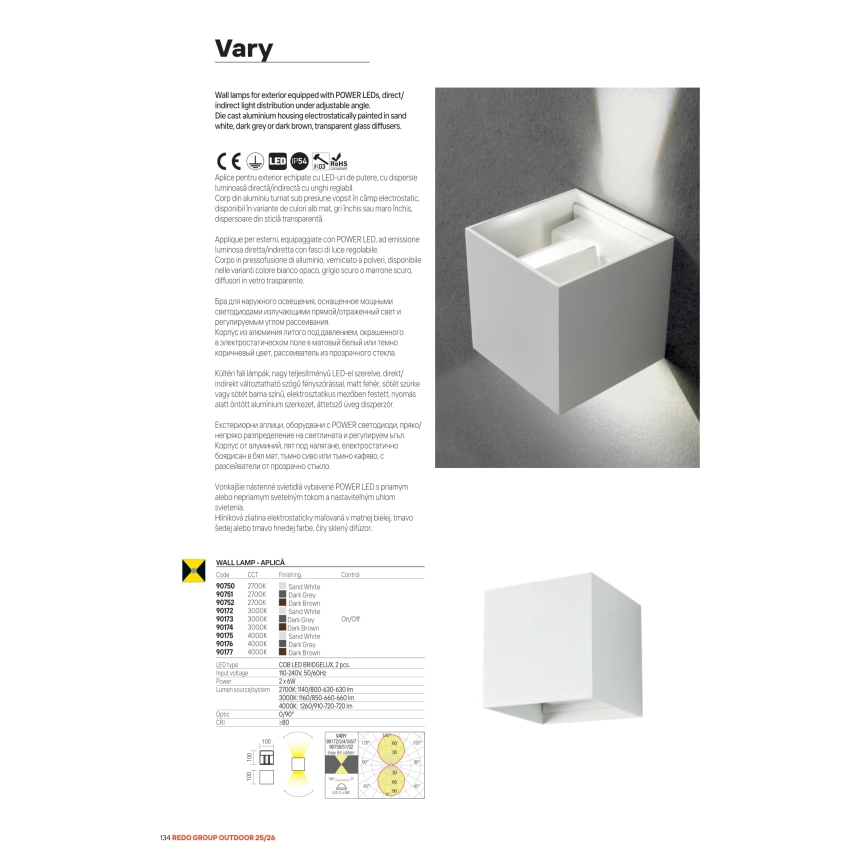 Redo 90304 - LED-Außenwandleuchte VARY 4xLED/5W/230V 3000K IP54 braun