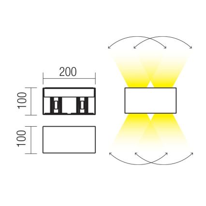 Redo 90304 - LED-Außenwandleuchte VARY 4xLED/5W/230V 3000K IP54 braun