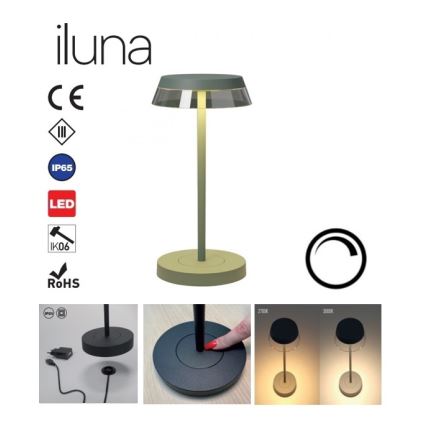 Redo 90309 - LED dimmbare Touch-Tischlampe ILUNA LED/2,5W/5V 2700-3000K 3000 mAh IP65 grün
