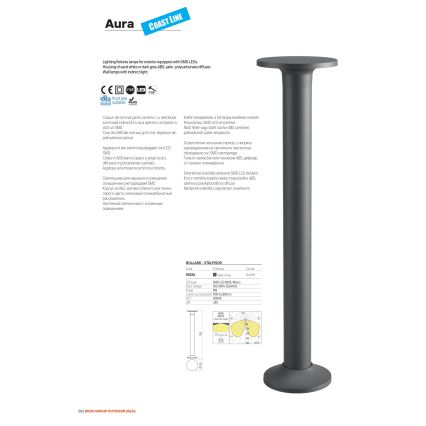 Redo 90374 - LED Außenleuchte AURA LED/8W/230V 3000K 70 cm IP65 Anthrazit