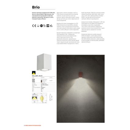 Redo 90527 - LED Außenwandleuchte BRIO LED/6W/230V 3000K IP54 Anthrazit