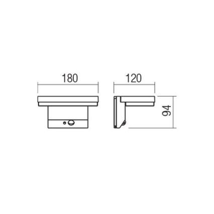 Redo 90535 - LED-Solarwandleuchte mit Sensor TAIYO LED/2W/3,7V 3000K 2200 mAh IP54 anthrazit