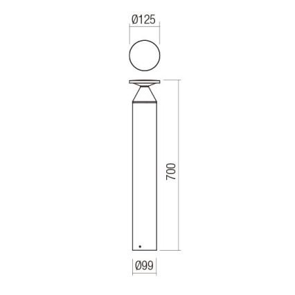 Redo 90591 - LED-Außenleuchte BIRO LED/12W/230V 3000K 70 cm CRI 90 IP65 Anthrazit