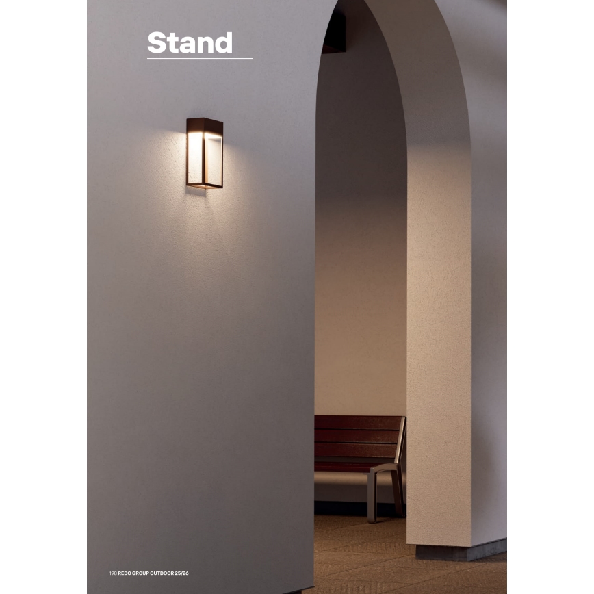 Redo 90604 - LED-Außenwandleuchte STAND, 20 W, 230 V, 3000 K (CRI 90), IP65, braun