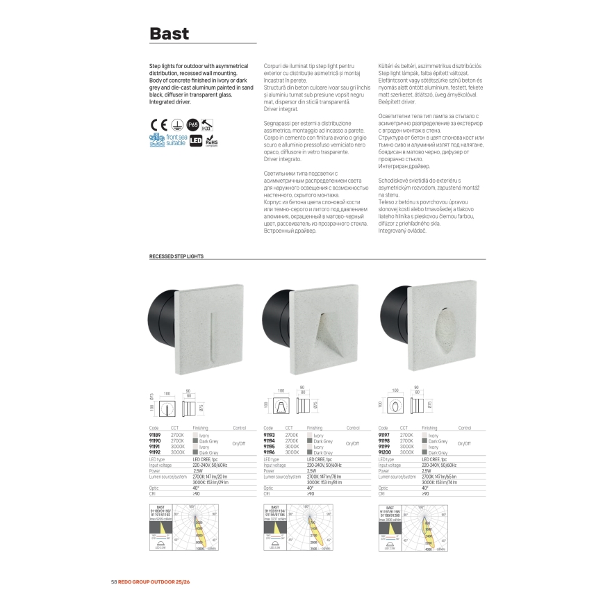 Redo 91196 - LED-Außen-Orientierungsleuchte BAST LED/2,5W/230V 3000K CRI 90 IP65 anthrazit