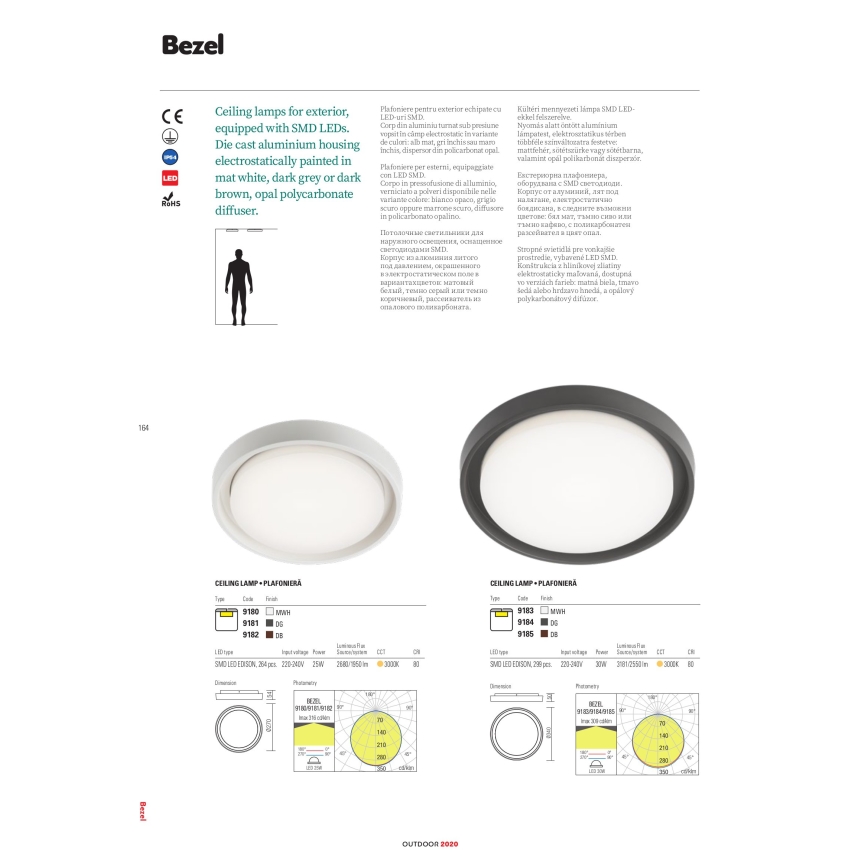 Redo 9184 - LED-Außen-Deckenleuchte BEZEL LED/30W/230V Ø 34 cm IP54 anthrazit