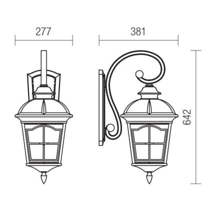Redo 9648 - Außenwandleuchte YORK 1xE27/70W/230V IP44 braun