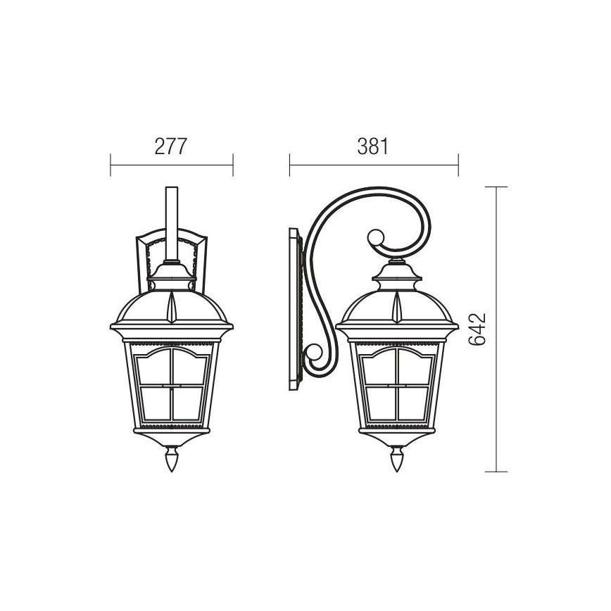 Redo 9648 - Außenwandleuchte YORK 1xE27/70W/230V IP44 braun