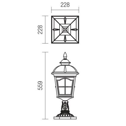 Redo 9652 - Außenleuchte YORK 1xE27/70W/230V IP44 braun
