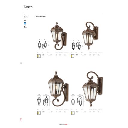 Redo 9656 - Außenwandleuchte ESSEN 1xE27/70W/230V IP44 braun/Patina