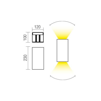 Redo 90553 - LED-Wandleuchte für den Außenbereich VARY 2xLED/10W/230V 3000K IP54 anthrazit