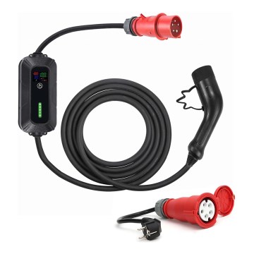 Reiseladestation für Elektroautos EV/PHEV AC Typ 2 16A/400V 22kW IP55 5m + Adapter 230V 3,7kW + Behälter