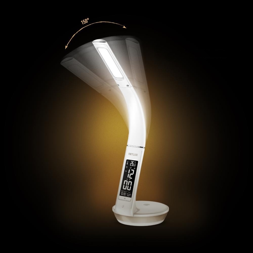 Dimmbare LED-Tischleuchte mit kabelloser Qi-Aufladung 5W und Anzeige LED/6W/230V/1xCR2032 3000/4000/6000K weiß