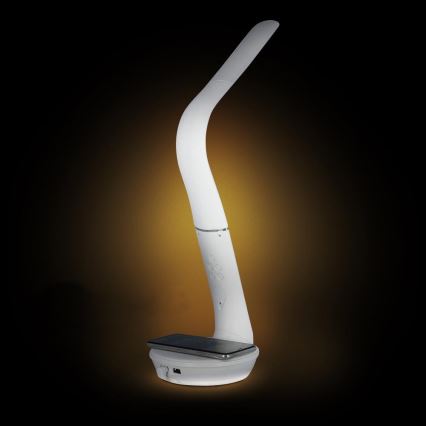 Dimmbare LED-Tischleuchte mit kabelloser Qi-Aufladung 5W und Anzeige LED/6W/230V/1xCR2032 3000/4000/6000K weiß